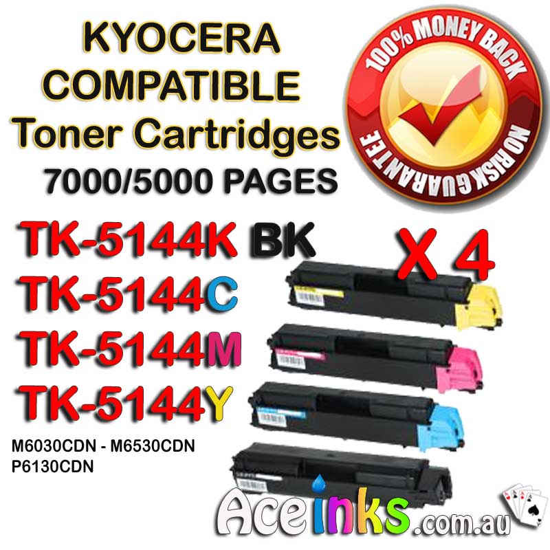 4 Pack Combo Compatible Kyocera TK-5144K M6030CDN BK CMY